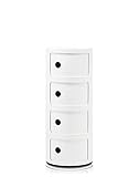 Kartell Componibili Contenitore 4 Elementi, ABS, Base Tonda, Bianco, 32 x 32 x 77 cm