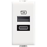 Bticino AM4191AC Caricatore USB con due ingressi di tipo A e C, da installare nella placca Matix, per ricaricare un dispositivo elettronico fino a 15W o due dispositivi in simultanea, 1 posto, bianco