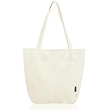 Euleryoo Borsa a tracolla da donna con cerniera, borsa a tracolla impermeabile con tasca tascabile, grande borsa per la spesa, borsa a tracolla, per lavoro, ufficio, viaggi, shopping, scuola, bianco