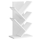 VASAGLE Libreria Scaffale ad Albero a 5 Ripiani, Salvaspazio, Libreria Verticale, per Camera da Letto Soggiorno Studio Ufficio, Bianco Nuvola LBC183T14