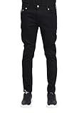 VERSACE JEANS COUTURE Pantaloni Neri da Uomo Skinny Fit con Etichetta logata Metallo Dorato 33