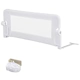 RELAX4LIFE Barriera Pieghevole per Letto, Sponda di Sicurezza Portatile per Bambini, Ringhiera Protettiva in Ferro Robusto con Fissaggio Sicuro, per Vari Tipi di Letto, 105 x 40 x 42 cm (bianco)
