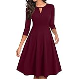 Generico Abiti da Cerimonia Donna Lunghi Eleganti Abito da Sposa Midi Spiaggia Vestito Taglie Forti con Corsetto Ancho Maniche Lunghe Abiti Sexy Damigella Sposa Ropa 2#Vino XL