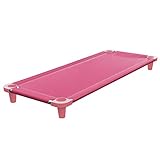 Acrimet Brandina per Bambini, Lettino Portatile Impilabile, 132 cm di Lunghezza (Tubi in Acciaio Inox) (Tessuto a Rete Traspirante Rosa - Piedini Rosa) (Confezione da 1)