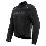 DAINESE - Air Frame 3 Tex Jacket, Giacca da Moto Estiva in Tessuto, con Fodera Antivento, Uomo, Nero/Nero/Nero, 44