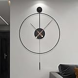 Grande orologio da parete moderno a pendolo per soggiorno, cucina, ufficio, camera da letto, design minimalista, funzionamento a batteria, orologio rotondo in metallo, decorazione per la casa, 60 cm