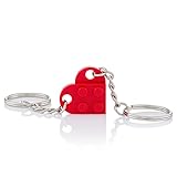 LEGO Portachiavi a forma di cuore | Due portachiavi | Sacchetto regalo incluso | Rosso