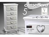 Gicos Cassettiera 5 Cassetti H 96 Bianco Shabby Cuore Chic Provenzale Vincy 662515