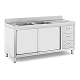 Royal Catering RC-IKS04 - Armadietto a 2 vasche in acciaio inox, 400 x 400 x 300 mm