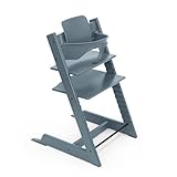 Seggiolone Tripp Trapp di Stokke con Baby Set, Fjord Blue - Sedia regolabile ed evolutiva per bambini e adulti - Design ergonomico e classico