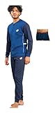 Lotto Pigiama Uomo Invernale + Boxer Omaggio - Cotone Caldo - Invernale (2073 Jeans, L)