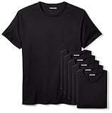 Amazon Essentials Magliette Intime Basic A Girocollo in Cotone, Versatili E Morbide Uomo, Pacco da 6, Nero, XL