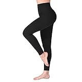 SINOPHANT Leggins Vita Alta Donna, Leggings Donna Fitness Pantaloni Yoga Controllo della Pancia Opaco Elastici Morbido per Sportivi o Casual,S-M,Nero