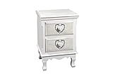 Gicos CASSETTIERA Comodino in Legno Bianco 2 CASSETTI Cuore 37X34X54 CM Art.662287