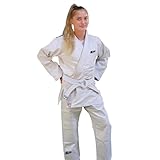 Starpro Kimono Judo GI 350 Grammi Com Miscela di Cotone Premium. Uniforme Professionale per Allenamento e Competizioni - Biano e Blu - Uomini, Donne e Bambini - 110-190 - Senza Cintura