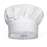 Abeillo Cappello da Cuoco Unisex Regolabile da Donna e Uomo, Cappelli da Cucina in Cotone (Bianco)