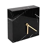 AD Furnishes Orologio da camino moderno in marmo massiccio, orologio minimalista, elegante decorazione per camino in marmo con strisce uniche, design analogico quadrato per decorazioni in soggiorno e