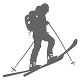 Nuova Generazione ADESIVO SCIALPINISTA SCIALPINISMO ALPINISMO SCI SKI STICKER ADESIVI MONTAGNA SCI DI FONDO SPORT (Grigio Scuro Opaco)