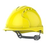 JSP EVO 2 Casque de sécurité avec harnais à cliquet Aéré Casque de sécurité industriel EN 397 pour le bâtiment, la construction et les chantiers Jaune (AJF030000200)