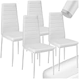 TecTake® Set 4 Sedie Sala da Pranzo in Pelle Sintetica, Sedie da Cucina Eleganti e Comode, Sedie Sala da Pranzo Moderne Stabili e Robuste, Sedie da Pranzo Versatili - Bianco