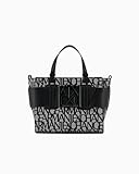 Armani Exchange Logo Medio con Cerniera, Tote Donna, Beige/Nero, Einheitsgröße