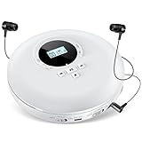 Gueray Lettore CD Portatile Lettori CD Personale con Cuffie Display LCD Anti-Skip Protezione HiFi Classico CD Lettores di Musica Memoria per Auto Casa-Bianco