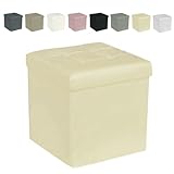 GARGIX PUFF POUF CONTENITORE QUADRATO ECOPELLE PANCA BAULE TRAPUNTATO (SSEL-BEIGE)