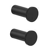 SAYAYO Ganci Accappatoio Bagno Nero in Acciaio Inox Ganci Appendiabiti, Appendi Strofinacci Cucina Gancio da Parete Appendi Accappatoio Bagno Capacità Carico 15 kg, 2 Pezzi, EGOY001Y-B-2P