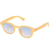 KISS DEPP ICONIC Occhiali da Sole Uomo Donna – Stile Moscot Vintage Johnny Depp & Robert Downey jr – Montatura con Rivetti Metallici e Lenti UV400 (GIALLO/Soft Blue)