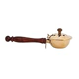 Bitto Braciere per Incenso DSCHIDDA Ottone con Manico in Legno e Coperchio, Lunghezza: 18 cm, Altezza: 6 cm, Ø 8,5 cm