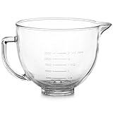 Skelang Ciotola in vetro, ciotola con manico e beccuccio, accessorio per mixer, compatibile con i mixer a testa inclinata KitchenAid da 4,5 e da 5 quarti
