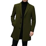 Generisch Cappotto corto da uomo in elegante stile business – Cappotto di lana monopetto con colletto a risvolto | Classico cappotto di transizione per autunno e inverno, Stil_w03 verde, M