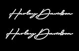 Handscript - Decalcomania per moto Harley #2 pezzi, impermeabile, facile da applicare, 5 x 25 cm, colore: bianco