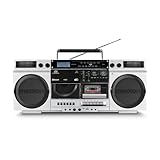 Registratore a cassette MEDION P66538 (ghetto blaster retrò con lettore CD, anni '80, grande, USB, SD, CD, cassetta MC, antenna telescopica radio DAB+, Bluetooth, piastra per cassette
