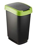 Rotho Salsa Pattumiera da 25 l con coperchio, in plastica (PP) senza BPA, verde, 25 l (33,3 x 25,2 x 47,6 cm)