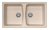 Plados Lavello in quarzo da cucina incasso SP0862 due vasche - Avena