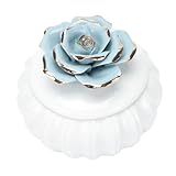 ANDRESLAD 1pezzi Scatola Ceramica Sigillata Con Coperchio in Stile Nordico Decorazione Rosa Dipinta Mano Contenitore Multiuso Per Gioielli e Dolcetti Elegante Organizer Casa
