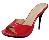 JiaWell Sandali con Tacco Alto, Stiletto, Aperti, Estivi, alla Moda, da Festa(Rot,38 EU)