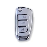 RUXYAXFOL Copertura chiave in TPU per Audi A1 A3 A4 A5 A6 B6 B7 C5 C6 Q2 Q3 Q5 Q7 R8 RS3 RS4 RS6 S3 S4 S6 TT Seat Exeo 3R Custodia chiave auto, 2 pezzi, bianco argento