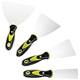 Mesybveo 4 Pezzi Spatole, Spatole per Stucco in Acciaio Inossidabile, Spatola per Stucco con Manico in Plastica con Foro per Appendere, per Rimuovere Carta da Parati e Riparare Pareti