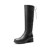 DREAM PAIRS Moda Vintage Stivali Donna Stivali con Tacco Largo da Donna Stivali Invernali Alti al Ginocchio,Size 41.5,Nero-Pu,SDKB2423W