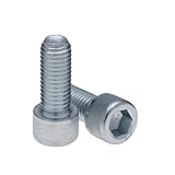 Viti a Testa Cilindrica M10 Classe Strenght Sleel 8.8 (Quantità da 10) Zincato Esagonale Brugola Filettati Fasteners Cilindrico Heavy Duty Certificato Standard DIN912 (10mm x 20mm)
