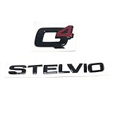 Scritta 3D baule in metallo Stelvio Q4 logo base nero, Compatibile con Alfa Romeo Stemma adesivo scritta portellone sportivo Stelvio Stelvio accessori Stelvio (Q4+STELVIO nero)