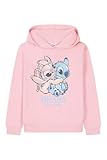 Disney Felpa con cappuccio rosa con scritta "Lilo and Stitch" e Angel, per bambine, rosa, 6-7 Years