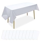 Pmueuff 10 Pezzi Tovaglia Bianca, Tovaglia in Plastica Antimacchia 137 x 183 cm Tovaglia Rettangolare Tovaglia Usa e Getta Bianca Confezionata Singolarmente per Feste, Matrimoni, Compleanni, Natale