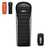 QEZER Sacco a pelo in piuma ultraleggero con piumino premium da 12°C a -1°C,1080g, per campeggio, escursioni e trekking, attività all'aperto 3~4 stagioni