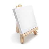 Mini Cavalletto in Legno con Tela 8x8 cm – Set per Pittura e Decorazione – Ideale per Dipingere Mini Quadri o Segnaposto – Perfetto per Matrimoni, Feste ed Eventi Creativi