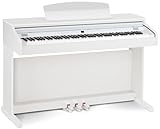 Classic Cantabile DP-50 WM Pianoforte digitale - 88 Tasti con tastiera pesata hammer action - Pianola musicale con USB, 32 polifonia, 14 voci, 3 pedali - Piano digitale per scuola - Bianco opaco