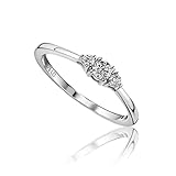 Miore's Lab Diamonds, Anello di Fidanzamento Trilogy Oro Bianco 9 carati 375 con 3 Diamanti da Laboratorio 0,15 Carati.