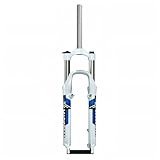 KANGXYSQ 26 Pollici MTB Forcella Ammortizzata Aerea Controllo delle Spalle 1-1/8" QR 9mm Forchette Anteriori di Bike Viaggia 100mm Controllo Manuale Freno A Disco V(White Blue)